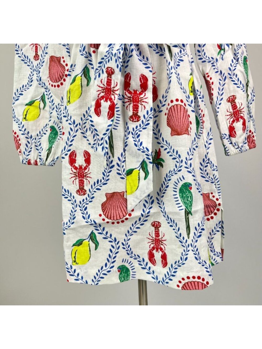 NWOT Boden Cleo Linen Tie Waist Dress Multicolor V-Neck Size 8 - Picture 4 of 14
